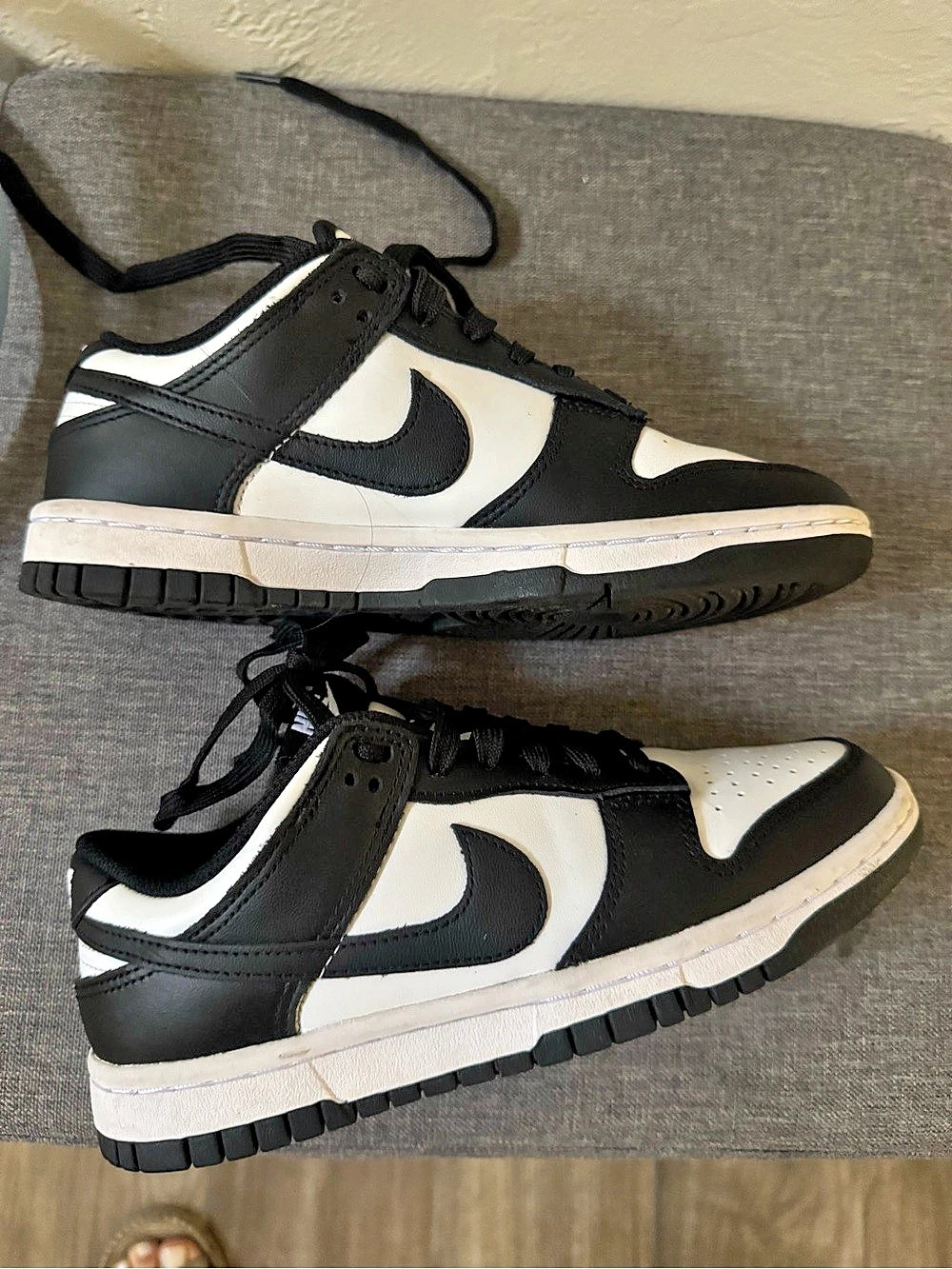 Nike Dunk Low Retro White Black Panda Sneakers in Black & White